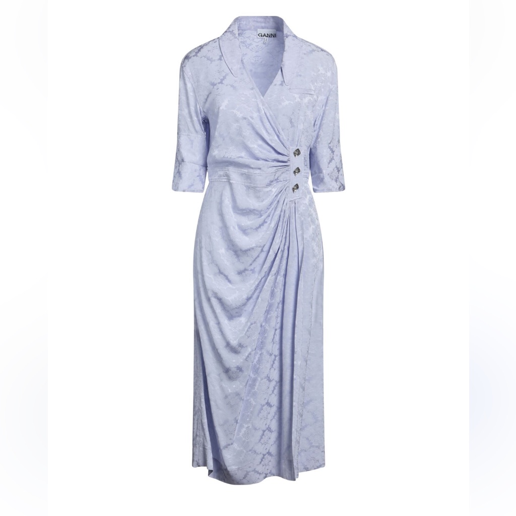 New Nwt Ganni Jacquard Wrap Dress 32